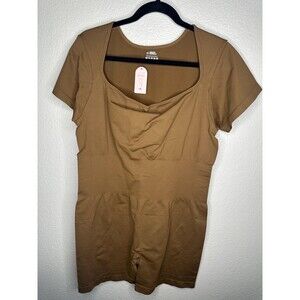 NEW Summer Mae Maternity Bodysuit Womens XXL Brown Compression Ribbed Sculpting